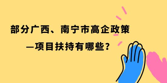 部分廣西、南寧市高企政策—項目扶持有哪些？